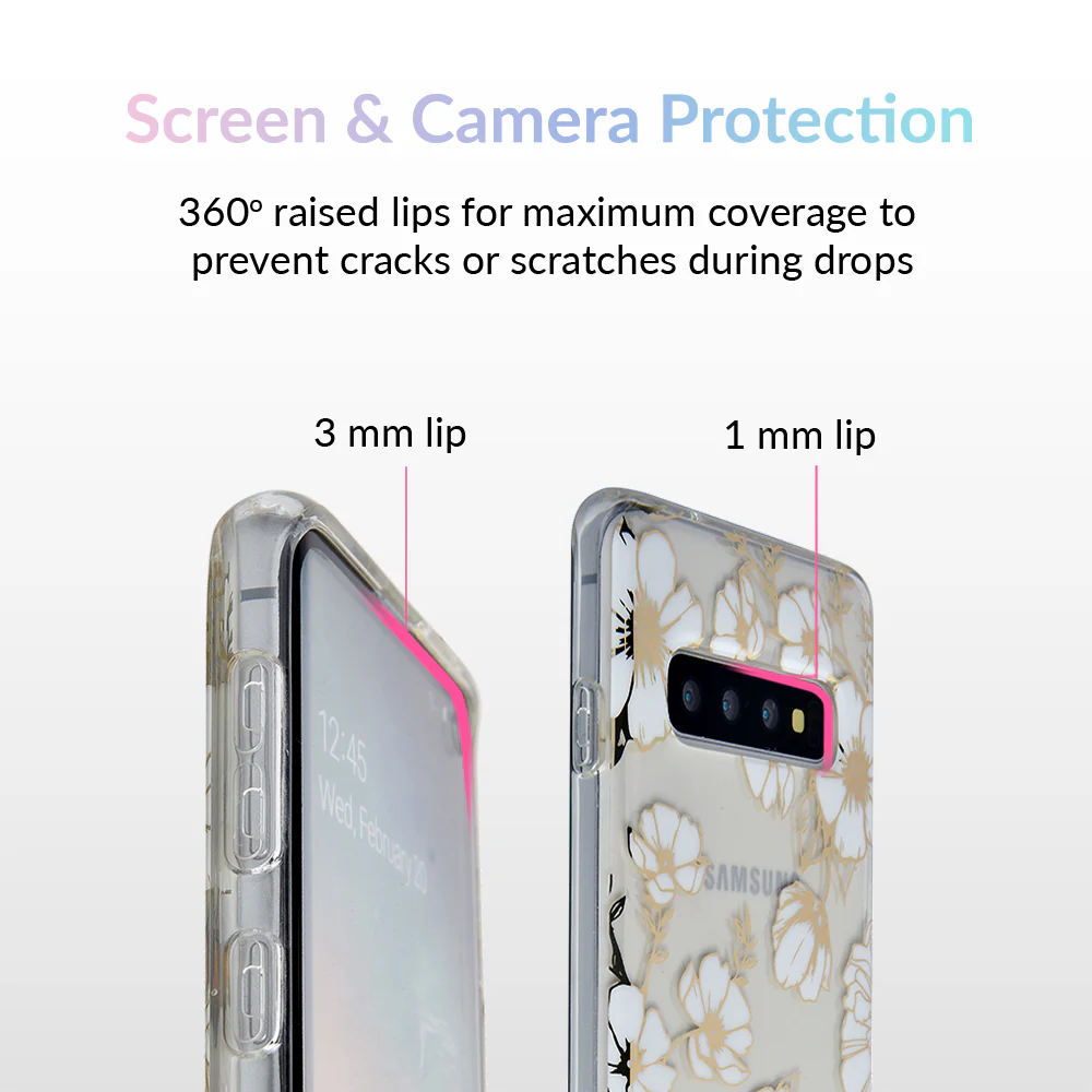 White and Gold Floral Clear Samsung Case - Image 17