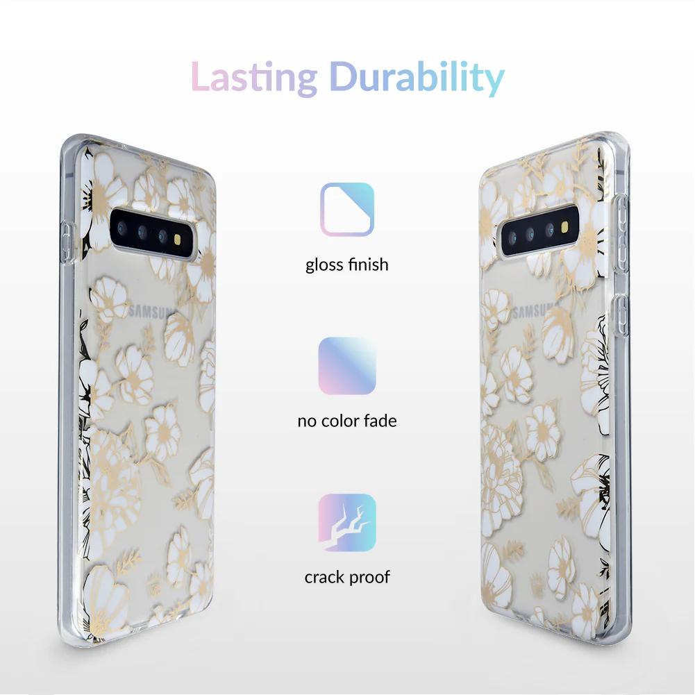 White and Gold Floral Clear Samsung Case - Image 19