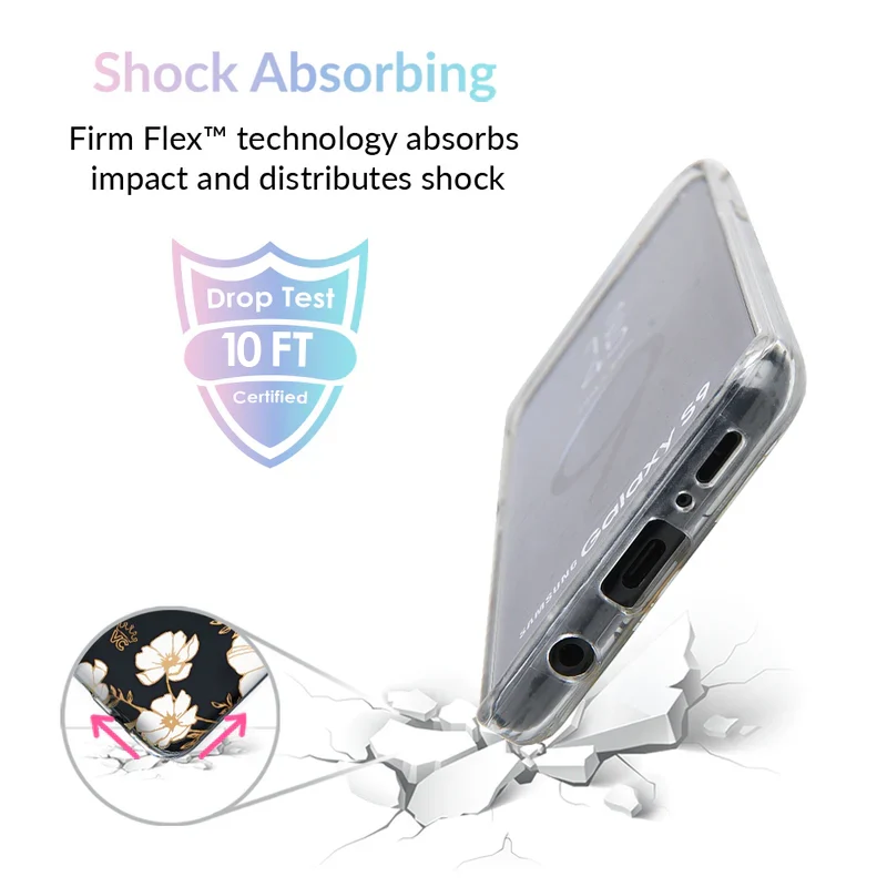 White and Gold Floral Clear Samsung Case - Image 8