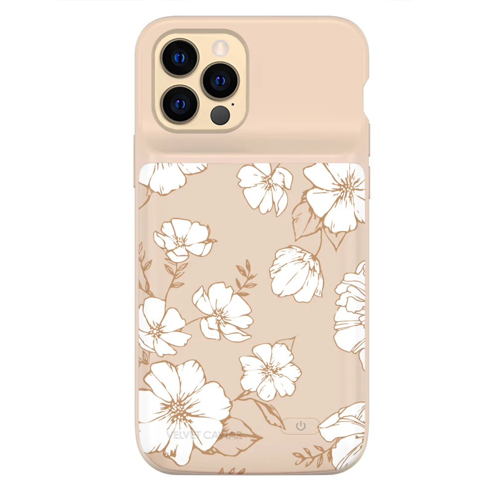 White Floral iPhone Charging Case - Image 55
