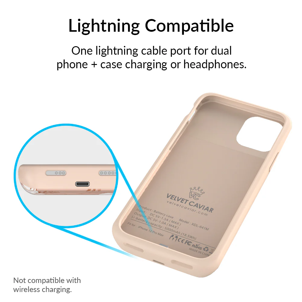 White Floral iPhone Charging Case - Image 60