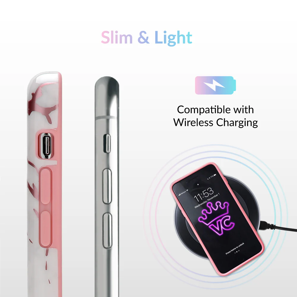 White Marble Pink Chrome iPhone Case - Image 31
