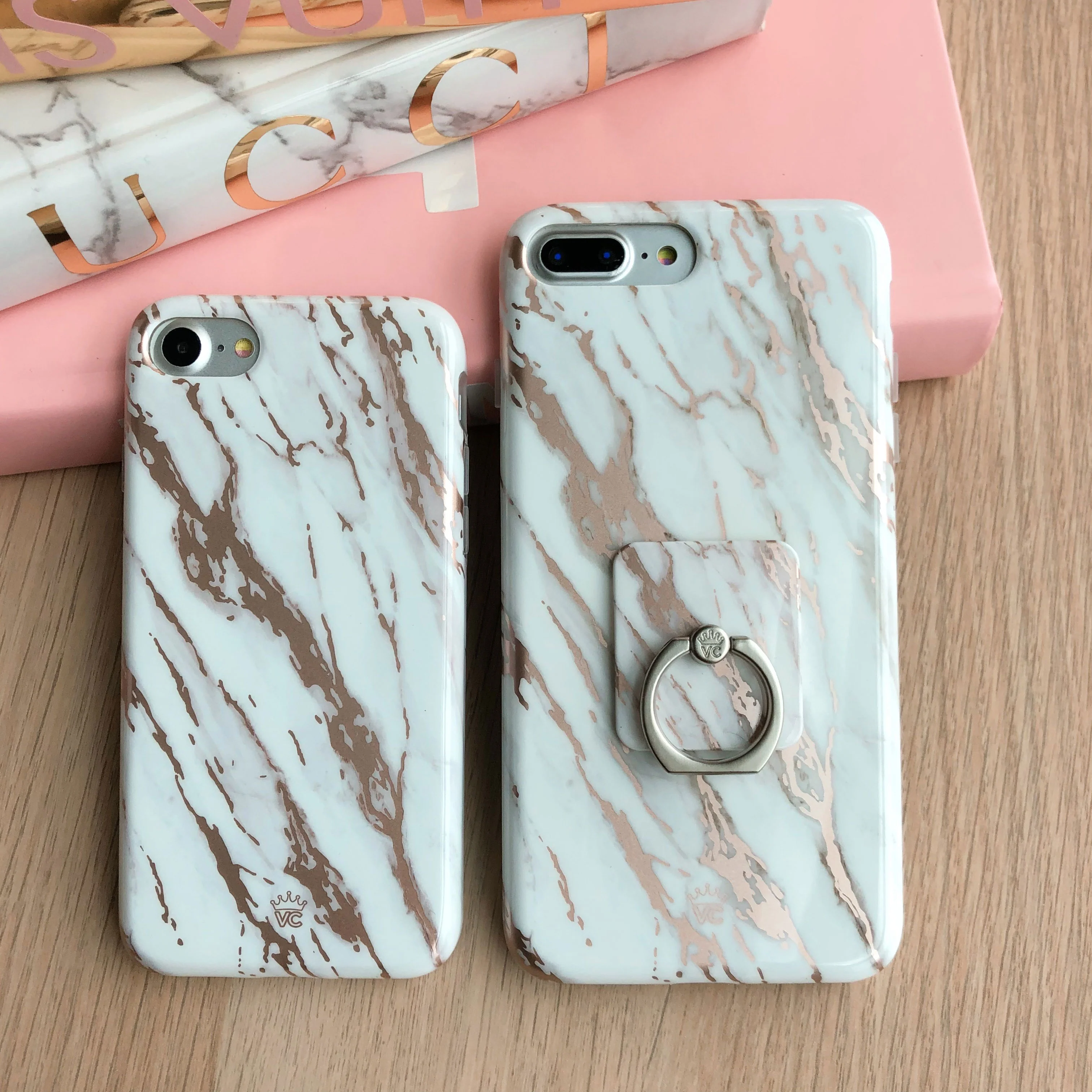 White Marble Rose Gold Chrome 2.0 iPhone Case - Image 14