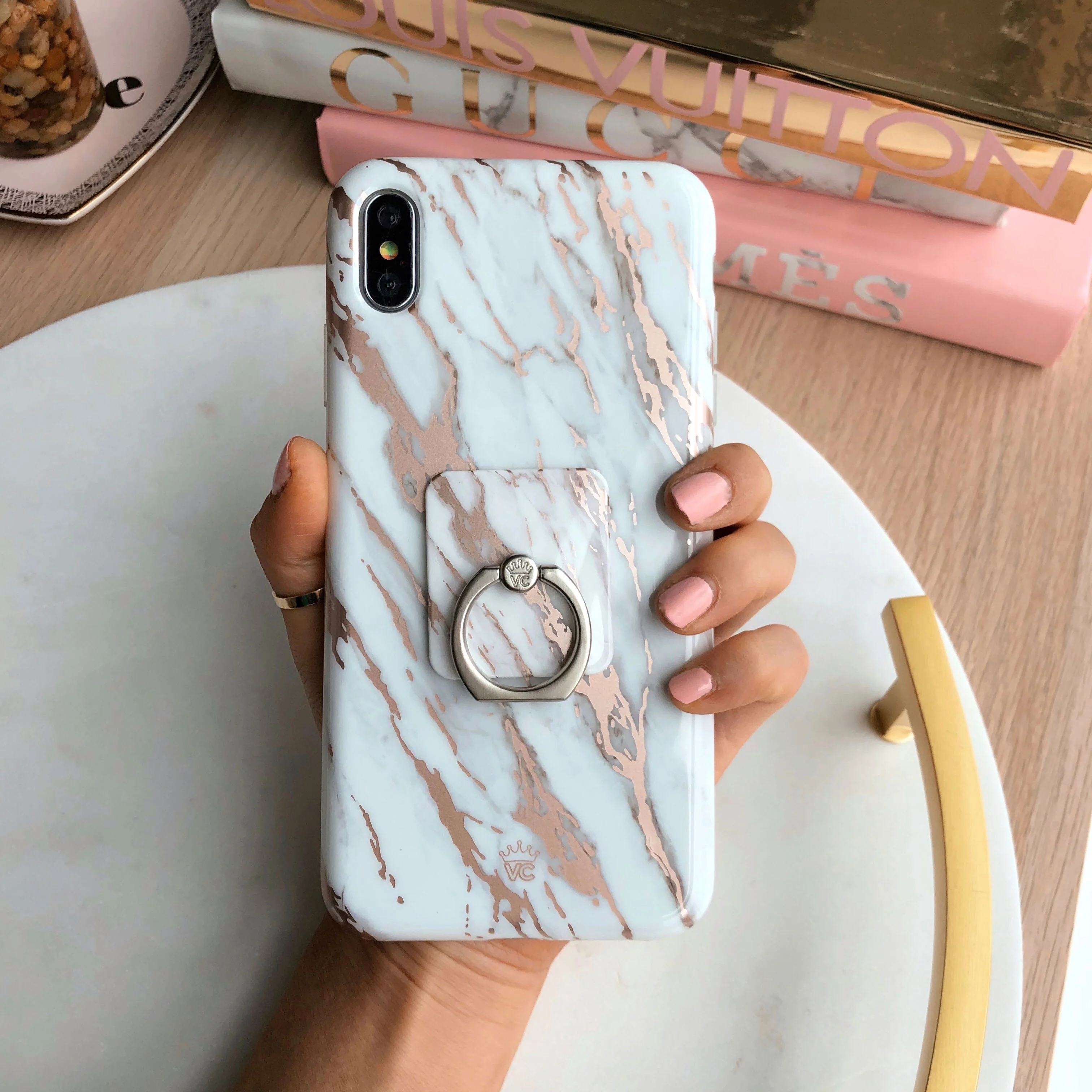 White Marble Rose Gold Chrome 2.0 iPhone Case - Image 38