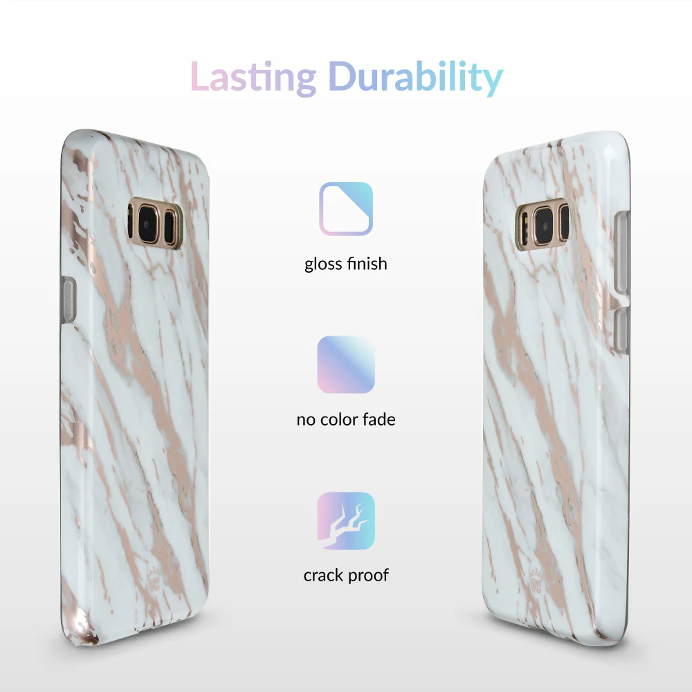 White Marble Rose Gold Chrome 2 Samsung Galaxy Case - Image 4