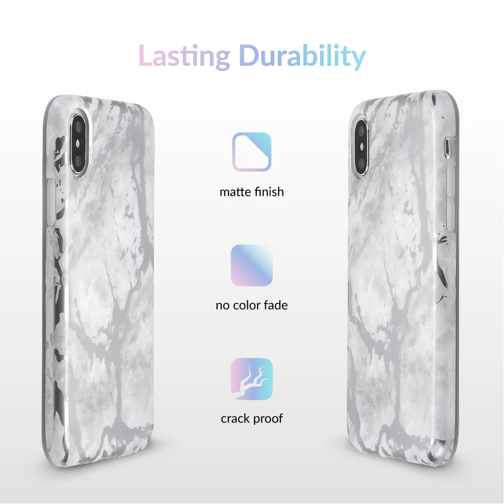 White Marble Silver Chrome iPhone Case - Image 45